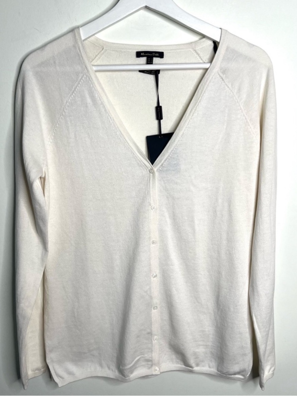Massimo Dutti Cotton & Silk White Cardigan
